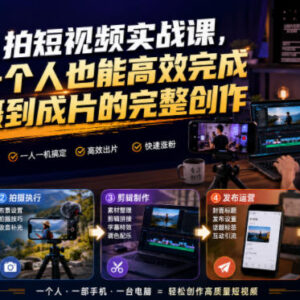 单人短视频拍剪实战课 零基础掌握拍摄到成片全流程技巧-雨叶虚拟资源网