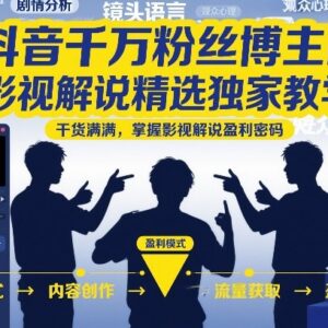 抖音千万粉博主影视解说实战课 掌握爆款创作与变现全流程-雨叶虚拟资源网