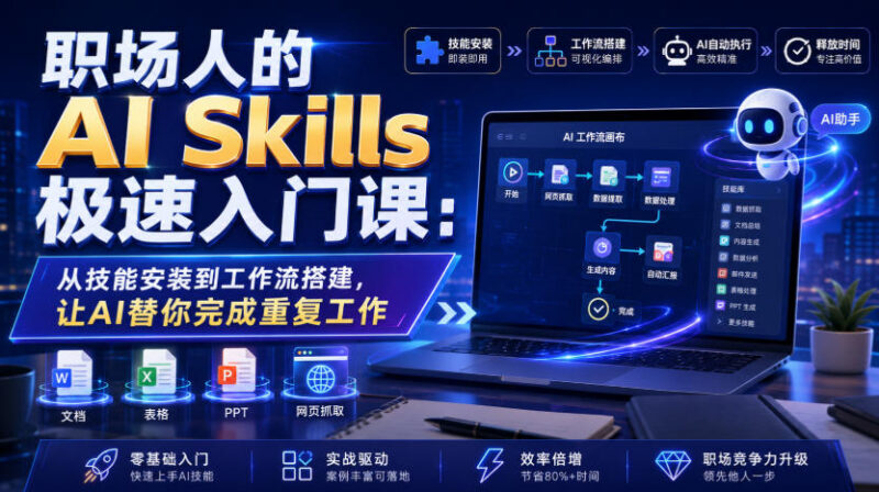 职场人AI技能极速入门课详解 从安装到工作流搭建效率提升指南