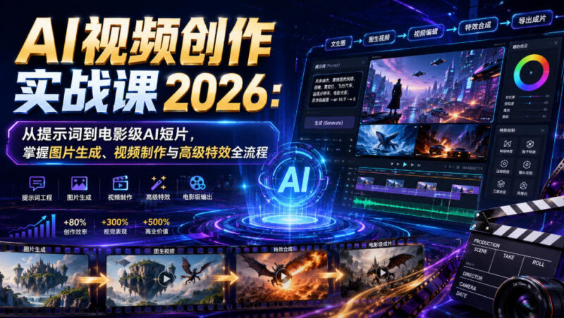 2026AI视频创作实战课 从提示词到电影级短片全流程教学