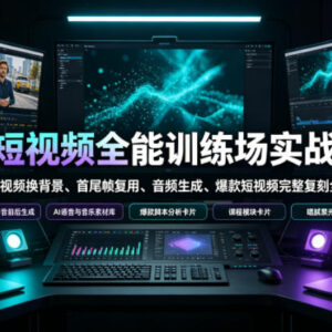 AI短视频剪辑实操课 换背景配音爆款复刻全流程教学-雨叶虚拟资源网