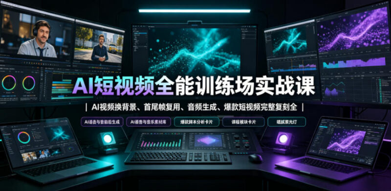 AI短视频剪辑实操课 换背景配音爆款复刻全流程教学