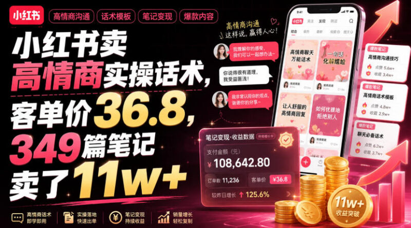 小红书高情商话术虚拟资料变现 349篇笔记赚11万+实操解析