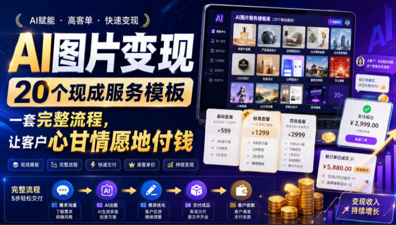 AI图片变现实操教程 含20个现成服务模板 附完整落地流程