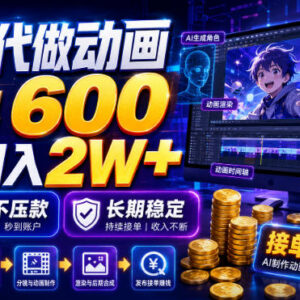 AI代做动画接单副业项目详解 零门槛操作收益稳定日结不压款-雨叶虚拟资源网