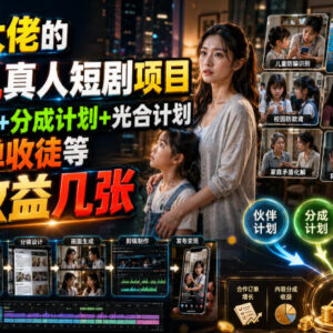 AI育儿真人短剧项目玩法拆解 多渠道变现路径及实操入门指南-雨叶虚拟资源网