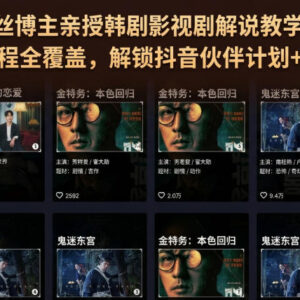 270W粉抖音博主亲授 韩剧影视解说零基础到变现全流程教程-雨叶虚拟资源网