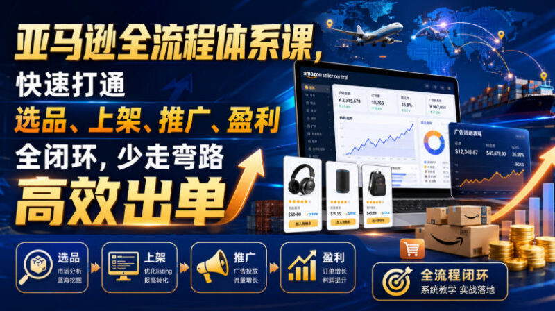 亚马逊全流程运营体系课 选品上架推广盈利全链路实操教学