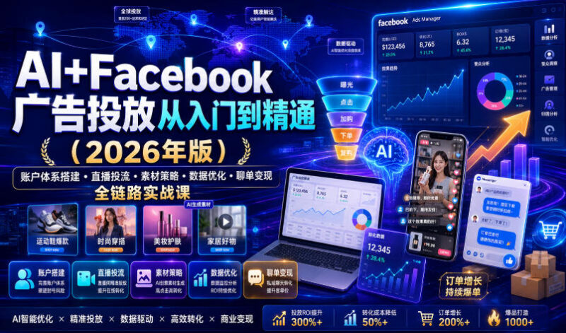 2026版AI+Facebook广告投放全链路实战课 从入门到精通