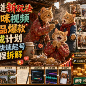 怀旧赛道乡村猫咪视频玩法拆解 新手无实拍快速起号赚播放分成-雨叶虚拟资源网