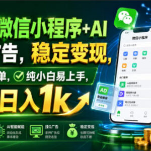 2026年微信小程序+AI挂载广告变现攻略 纯小白易上手操作简单-雨叶虚拟资源网