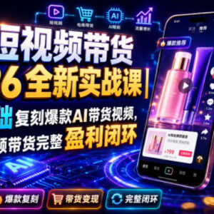 2026全新AI短视频带货实战课 零基础复刻爆款跑通盈利闭环-雨叶虚拟资源网