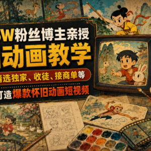 抖音66W粉博主亲授怀旧动画课 零基础打造爆款短视频变现教程-雨叶虚拟资源网