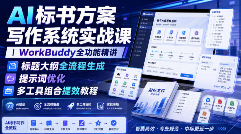 AI标书方案写作实战课 WorkBuddy精讲提示词优化全流程提效教程