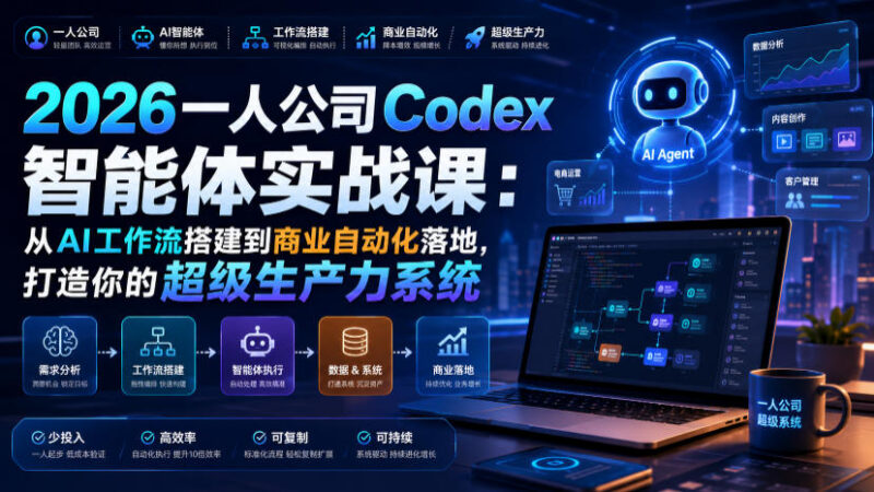 2026一人公司Codex智能体实战课 AI工作流搭建到商业自动化落地教程