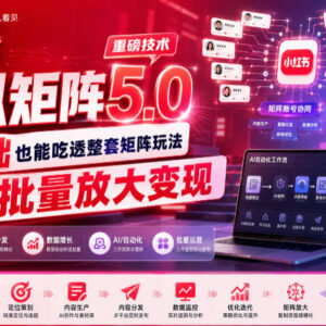 小红书虚拟矩阵5.0全套玩法教程 零基础可学可批量放大变现-雨叶虚拟资源网