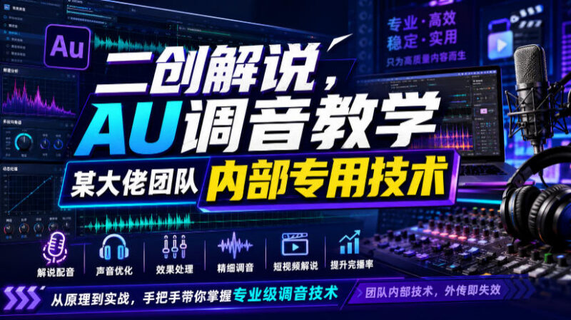 二创解说AU调音实操教程 专业团队内部从原理到实战教学