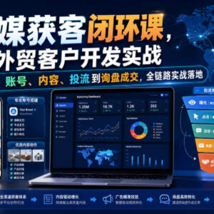 外贸社媒获客闭环实战课 从账号投流到询盘成交全链路落地-雨叶虚拟资源网