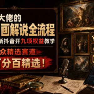 抖音油画解说小众赛道运营教程 九项权益开通全流程教学-雨叶虚拟资源网