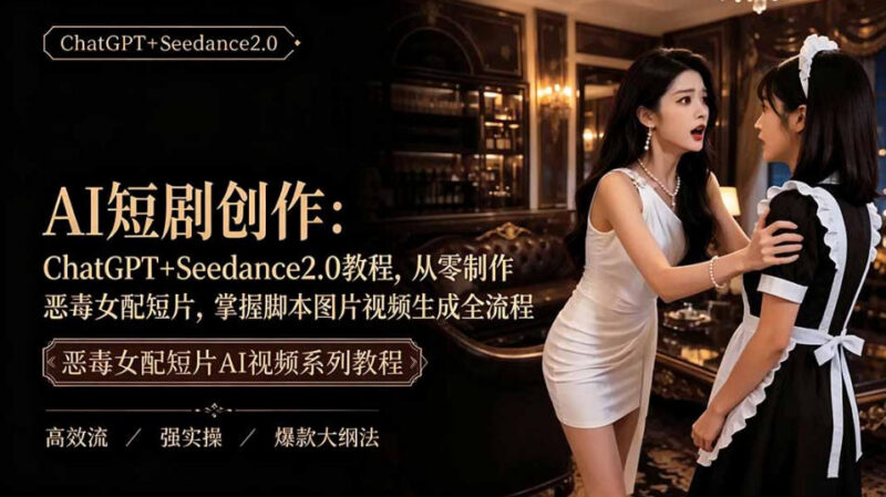 零基础AI恶毒女配短剧创作教程 ChatGPT加Seedance2.0全流程教学