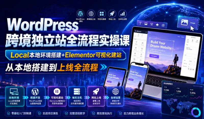 WordPress跨境独立站全流程实操课 零基础从搭建到上线教学