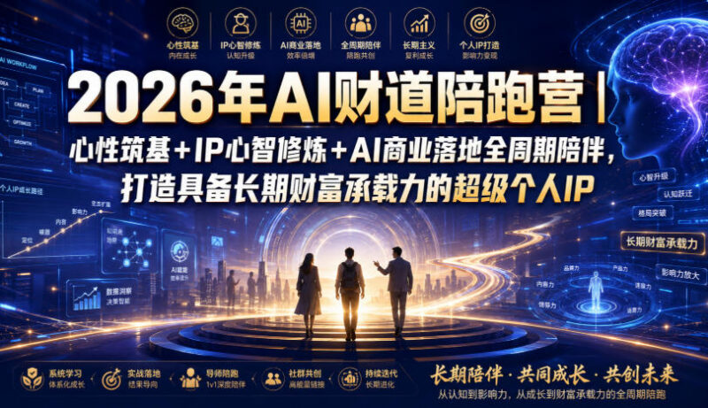 2026年AI财道陪跑营 心性筑基+AI商业落地打造长期价值个人IP