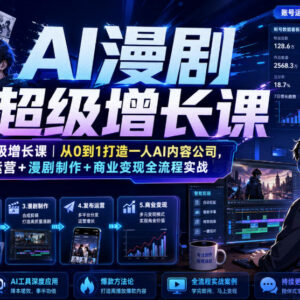 AI漫剧全流程实战课 0基础学运营制作变现搭建单人内容公司-雨叶虚拟资源网