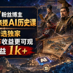 抖音64W粉博主大驴说史亲授 AI历史内容制作变现实操课程-雨叶虚拟资源网