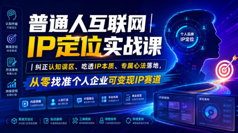 普通人互联网IP定位实战课 纠正认知误区找准个人企业可变现IP赛道