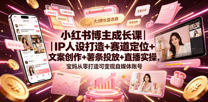 全职宝妈小红书运营全攻略 从IP打造到直播变现实操课程