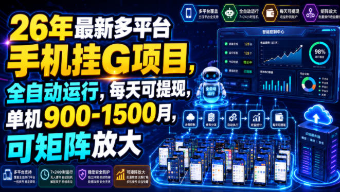 2026年多平台手机全自动挂机项目 操作方式及收益情况详解