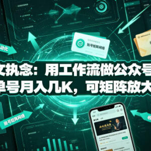 放弃爆文执念 用标准化工作流做公众号流量主单号月入数千可矩阵放大-雨叶虚拟资源网