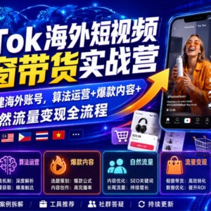 TikTok海外短视频橱窗带货实战教程 从0搭建账号全流程运营方法-雨叶虚拟资源网