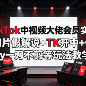 TikTok中视频实战课 含开收益、切片假解说、体育素材玩法教学-雨叶虚拟资源网