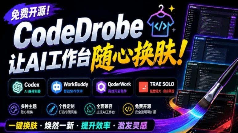 免费开源CodeDrobe使用指南 支持本地为多款AI工作台自定义换肤