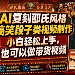 AI制作邵氏风格搞笑段子视频教程 小白易上手可适配带货场景-雨叶虚拟资源网