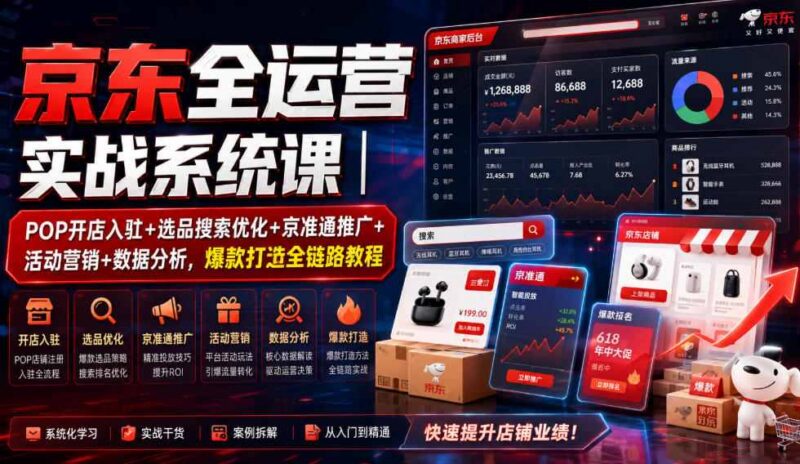 京东POP+自营全链路运营课 开店选品推广爆款打造系统教程