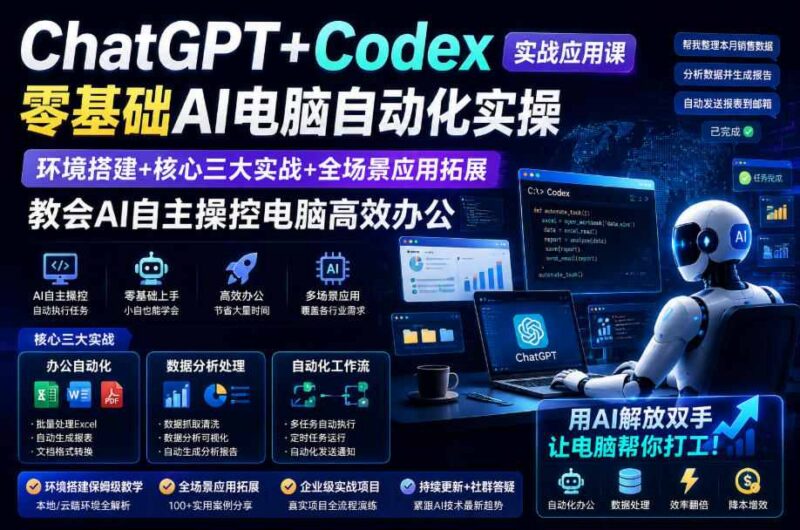 ChatGPT+Codex实战应用课 零基础学AI电脑自动化提升办公效率