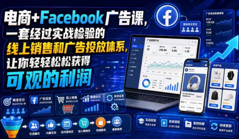 经实战检验的电商Facebook广告课 搭建成熟线上销售盈利体系