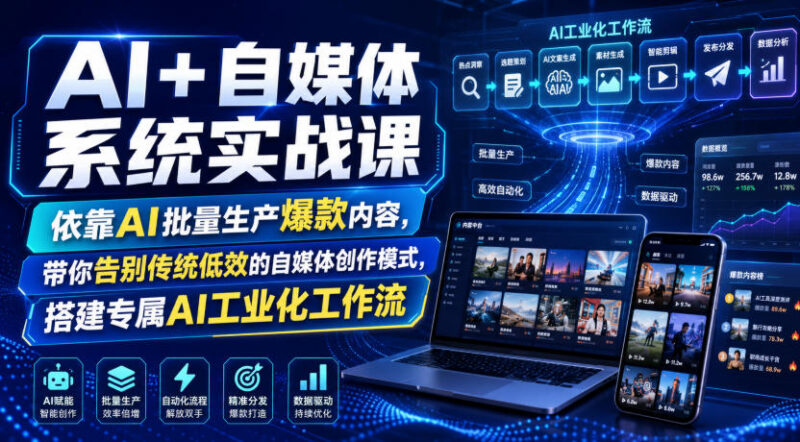 AI+自媒体实战系统课 教你搭建AI工业化内容运营全链路工作流