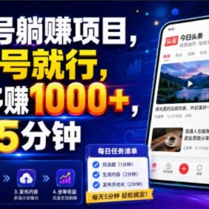 头条号托管副业项目详解 0粉可参与每月可额外增收1000+-雨叶虚拟资源网