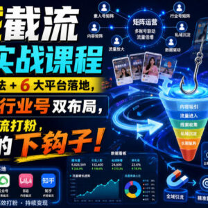 全域截流矩阵实战课程 7大玩法6平台落地双账号布局精准获客-雨叶虚拟资源网