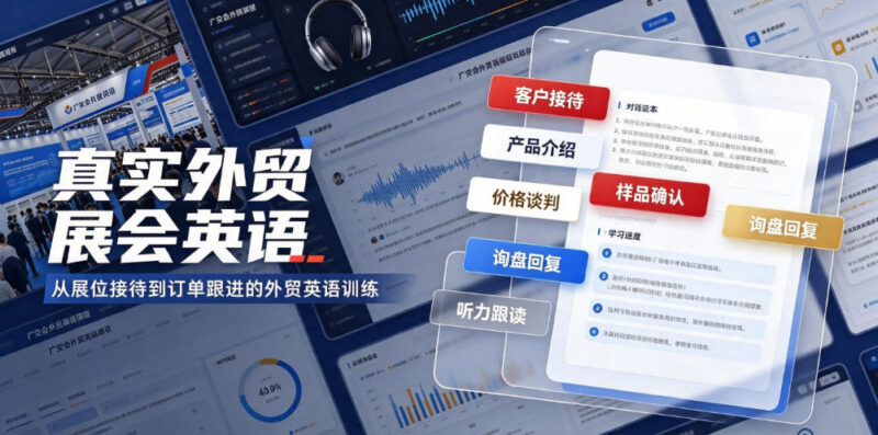 广交会外贸展会英语突击课程 口语听力音频附配套学习资料
