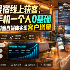 酒店民宿抖音获客实操教程 零基础单人用手机即可实现客源增长-雨叶虚拟资源网