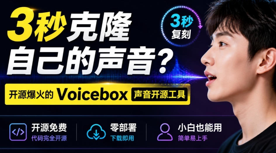 3秒克隆自己的声音？开源爆火的Voicebox声音开源工具，实测体验超好，零部署小白也能直接用