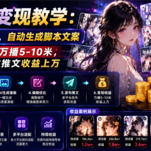 AI漫画变现实操教学 无需手写提示词 双收益模式全流程解析-雨叶虚拟资源网