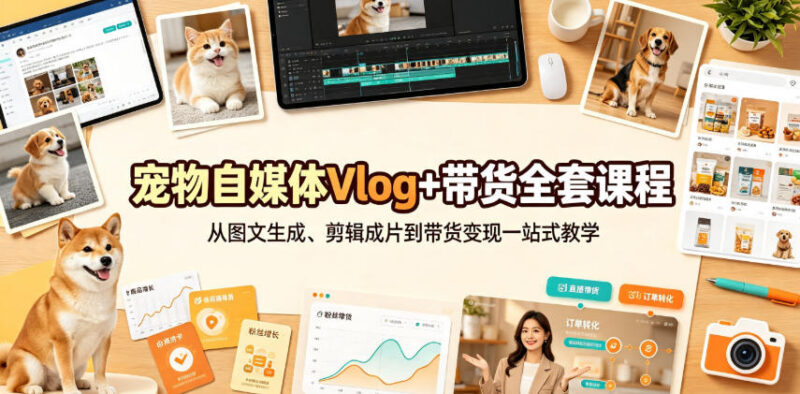 零基础宠物自媒体Vlog带货课程 从内容制作到变现全流程教学