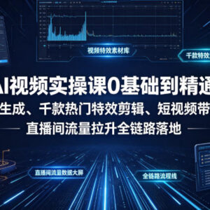 零基础AI视频实操课 文案剪辑带货直播全链路落地教学-雨叶虚拟资源网