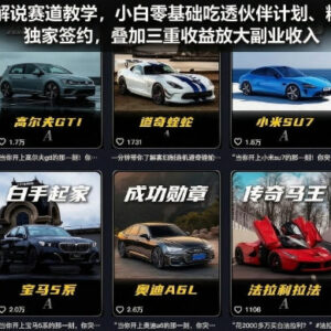 零基础汽车解说赛道运营教学 掌握平台规则解锁三重副业收益-雨叶虚拟资源网
