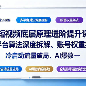 短视频底层运营进阶教程 算法拆解权重突破冷启动AI爆款打造-雨叶虚拟资源网